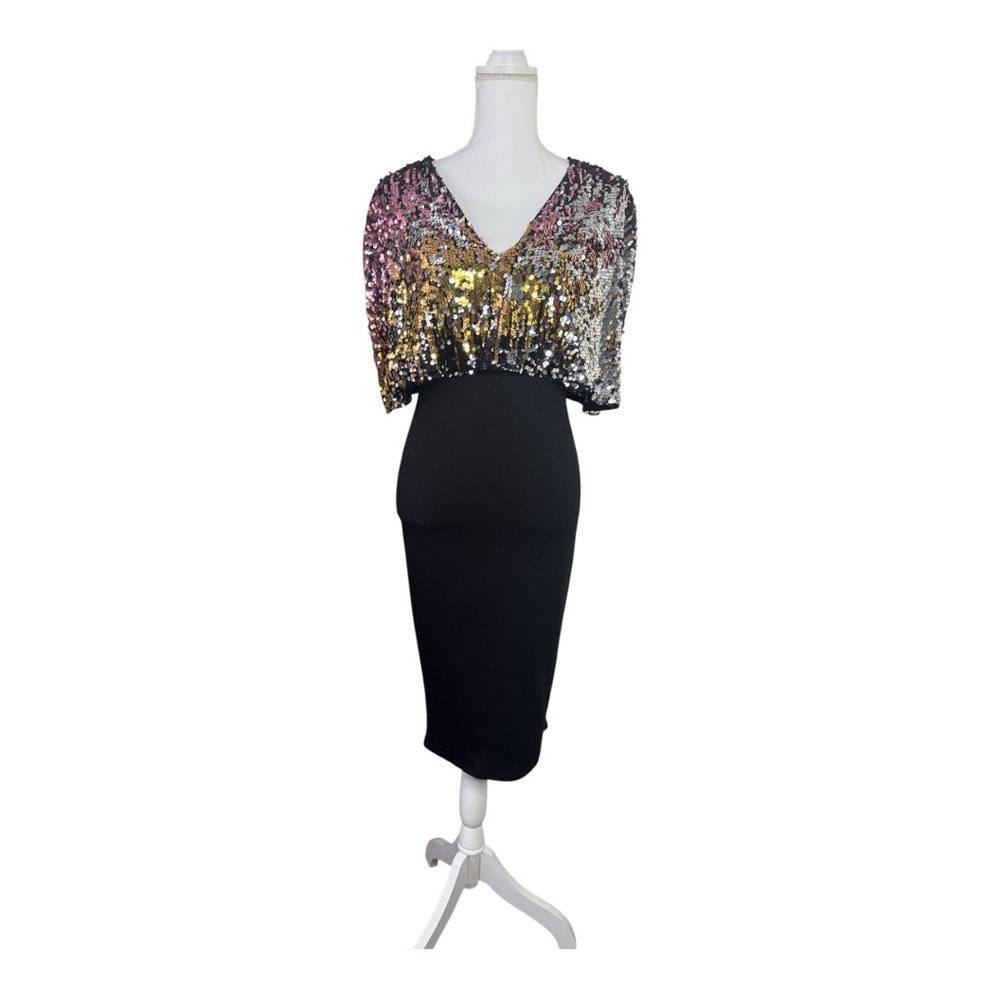 ASOS Black and Gold Sequin Midi Dress - Picture 3 of 5